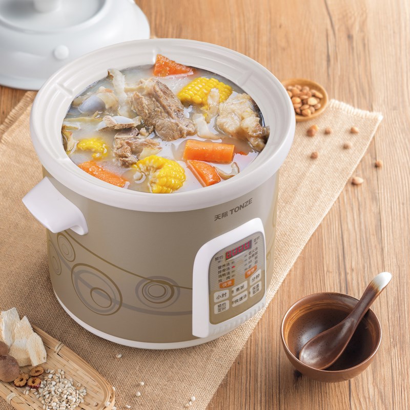 天际快煮电炖锅2L3L4L5L容量B白瓷电炖锅煮粥炖汤煲汤锅全自动预