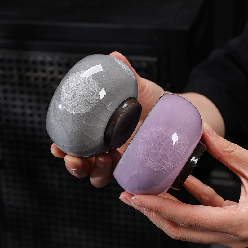 冰花茶杯主人杯单杯个人专用茶A杯茶具陶瓷功夫品茗杯斗笠杯喝茶