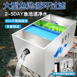 鱼池水循环净化系统户外r锦鲤池过滤箱静音增氧大水泵不锈钢过滤