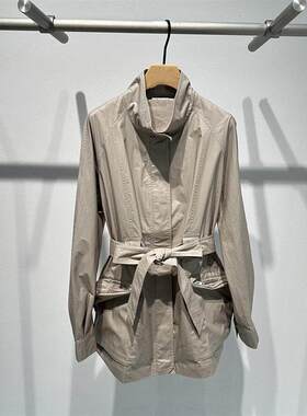 艾诺丝国内代购2026春季新款附腰带中长款风衣长袖女外套BR101136