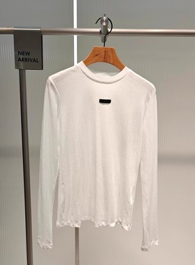 艾诺丝国内代购2025秋季新品白色时尚休闲打底衫上衣女装AR614001