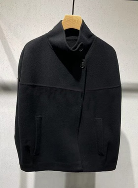 艾诺丝国内代购2025秋新款休闲时尚立领双面呢大衣外套女AR154003