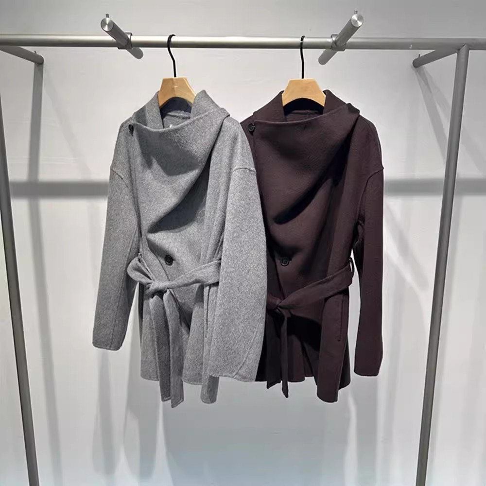 艾诺丝国内代购2025冬季中长款风衣毛呢大衣双面呢外套女AR234129