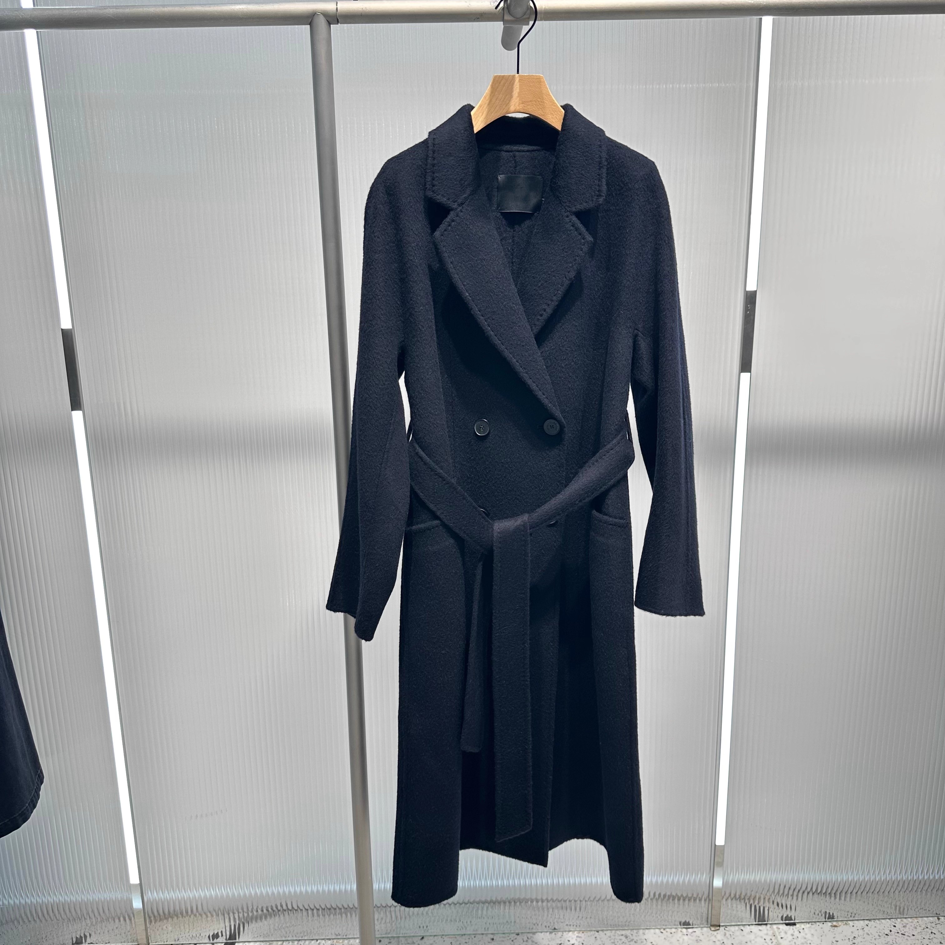 艾诺丝国内代购2025秋冬季腰带中长款双面毛呢外套大衣女AR234021