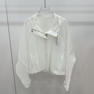 白色拉链连帽短外套女防晒服BR102116 新品 艾诺丝国内代购 2026春季