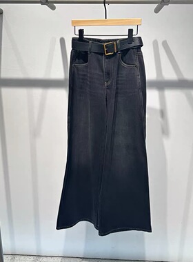 艾诺丝国内代购2025秋季新款时尚百搭高腰牛仔裤女直筒裤AR324018