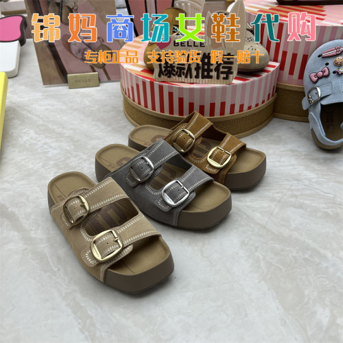 百丽复古生巧吐司鞋女2026夏新商场同款厚底可外穿拖鞋F5U1DBT6