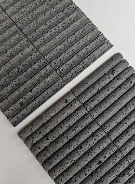 嘉芬黑色火山岩石灰华凹凸面长天然石马赛克咖啡厅墙面砖