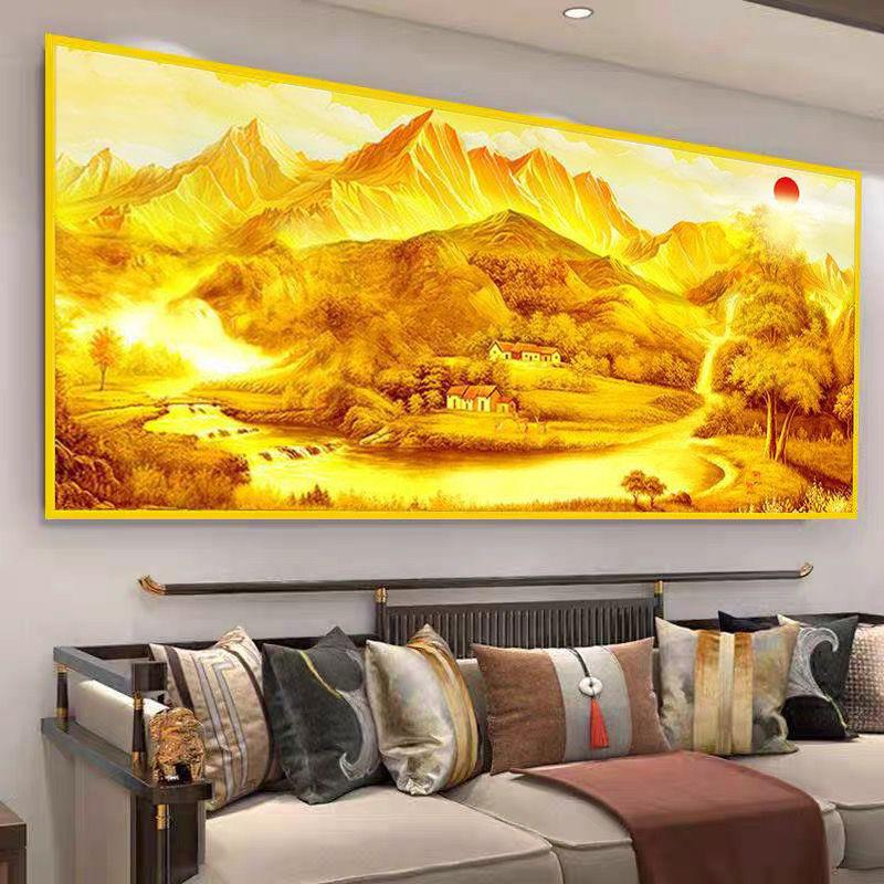 钻石画2025新款背靠金山客厅大幅5D点钻十字绣钻石贴画风景聚宝盆