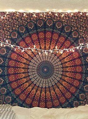 印度mandala曼陀罗孔雀花墙面装饰挂毯床头卧室瑜伽超大背景挂布