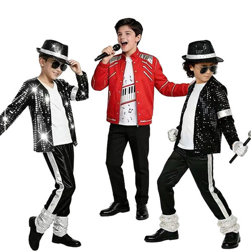 万圣节迈克尔杰克逊演出服套装MJ舞台亮片表演服cos装扮儿童服装