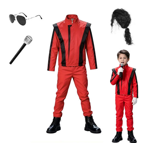 迈克尔杰克逊表演服MJ服装儿童红色战栗演出服套装万圣节cos服