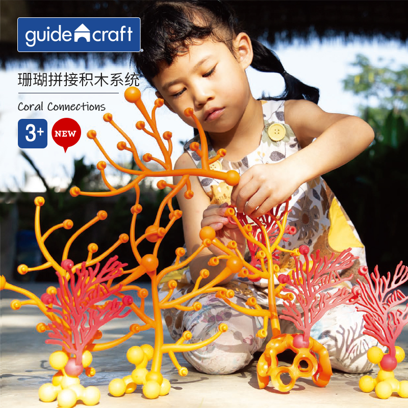 guidecraft自然教育珊瑚海洋动物世界拼搭组合幼儿园中班大班建构