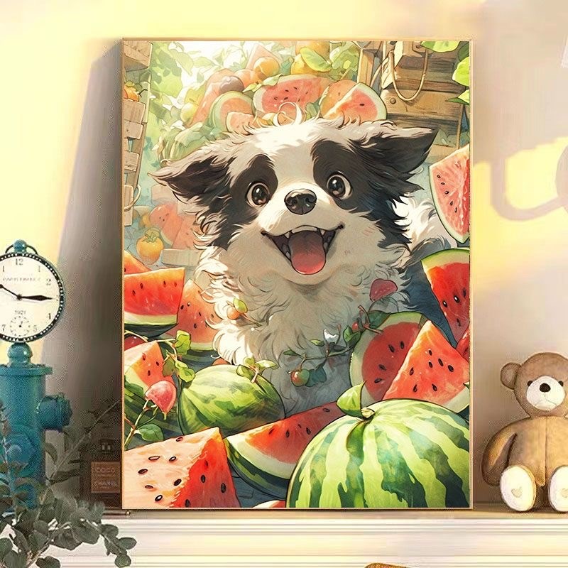 速发数字油画可爱小动物手色填厅解压系手绘客工卧室装饰画图片