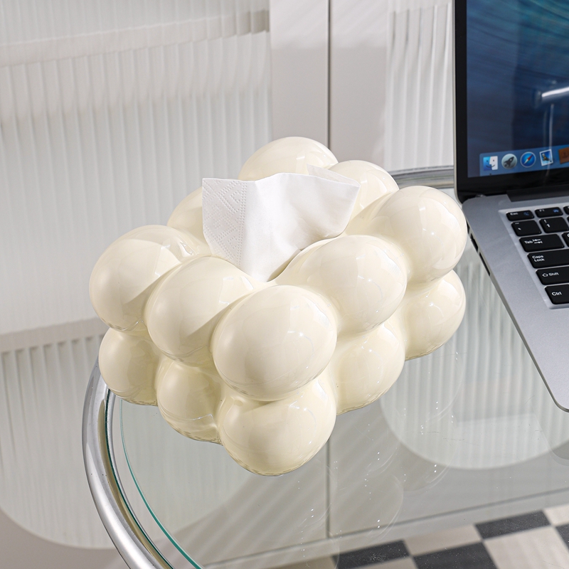 速发棉花糖纸巾餐客厅创意家用陶瓷盒奢纸盒轻巾风球球抽纸盒摆件