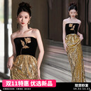 速发纸醉金迷黑色成宴年会晚人礼大合唱演出主持8婚纱礼服1人61Q