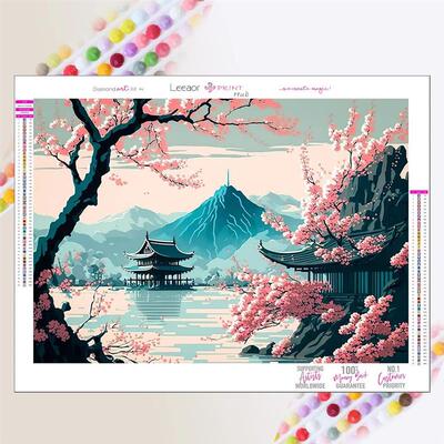 速发Landscape+Diamond+Painting+Mount+Fuji+Sakura+Picture+Ful