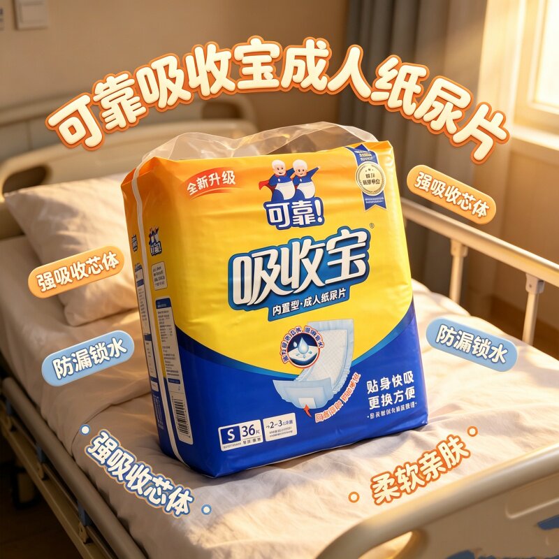 [U型直条双重防漏]可靠吸收宝成人纸尿片720x270/490x210加长干爽