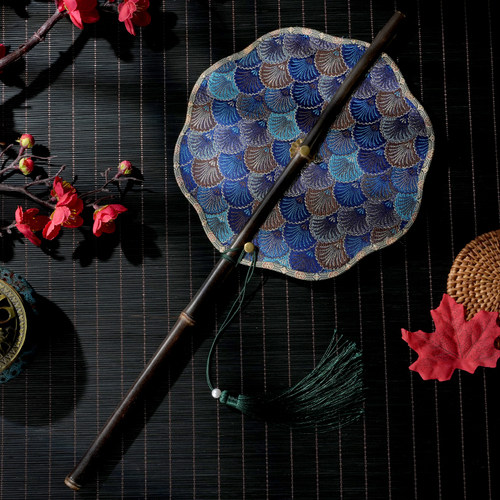 腰扇可卷古扇流光贝挂腰舞蹈扇子