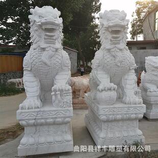 汉白玉貔貅现货大理石石雕晚霞红麒麟别墅酒店门口镇宅旺财厂家