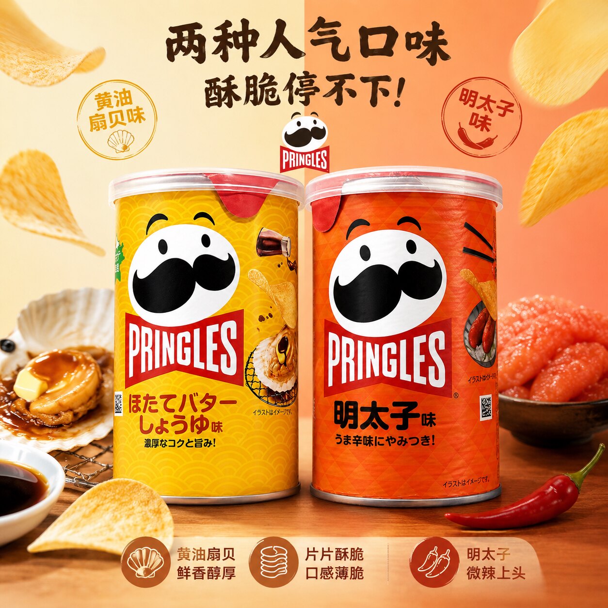 日本进口九州限定品客明太子味薯片53g单罐尝鲜/3罐装 网红零食