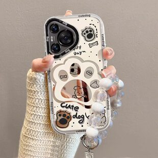萌心狗爪适用华为pura70Pro手机壳2026新款卡通镜面女款P70Pro+十高级感带手链P70Ultra保护套P60防摔外壳P50
