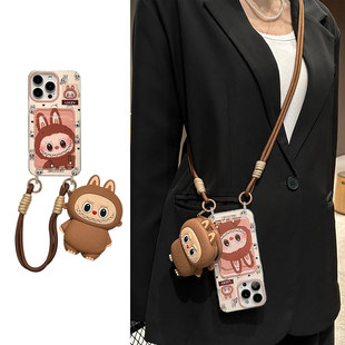 适用iPhone16promax手机壳新款14趣味15pro卡通13可爱拉布布卡包17promax零钱包苹果17带挂绳12可背斜挎女款