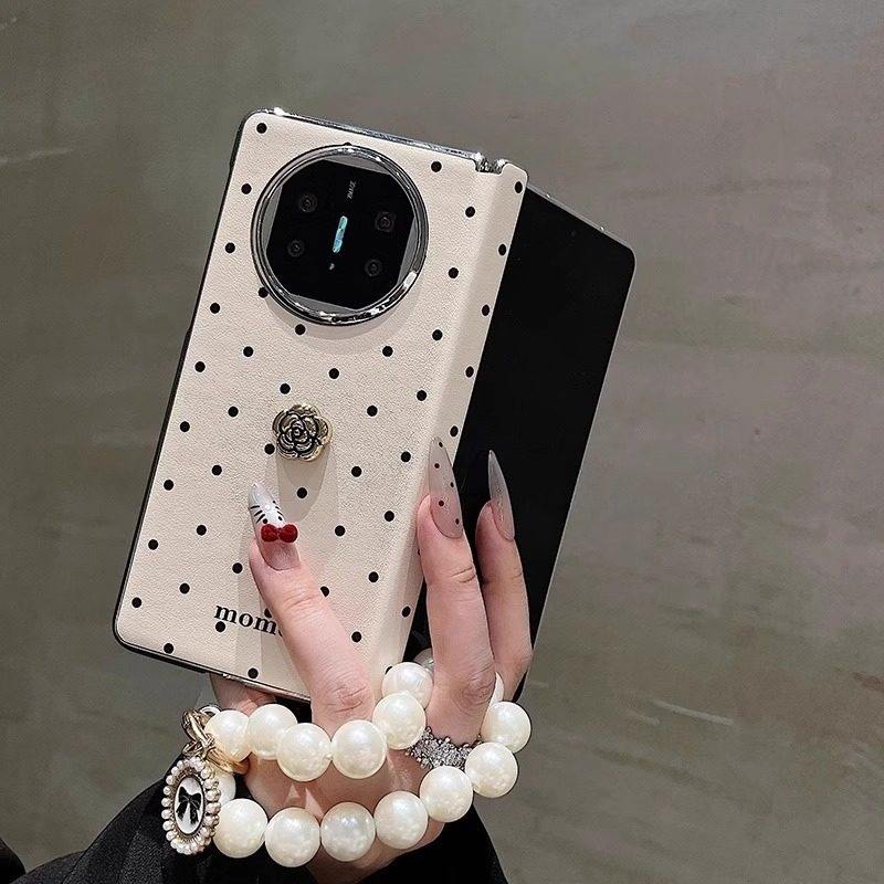 适用华为matex6手机保护壳折叠屏新款日韩皮质满屏波点山茶花matex5典藏版中轴磁吸全包x3壳膜一体手提防摔保,3C数码配件,手机保护套/壳,淘宝优惠券,粉丝福利购,淘宝优惠卷