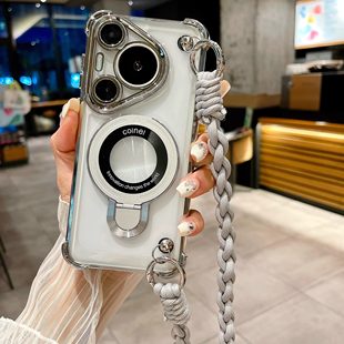 适用华为Pura70pro手机保护壳mate70电镀气囊60pro+抱婴袋挂绳荣耀Magic7/6磁吸支架mate40E防摔全包30pro斜