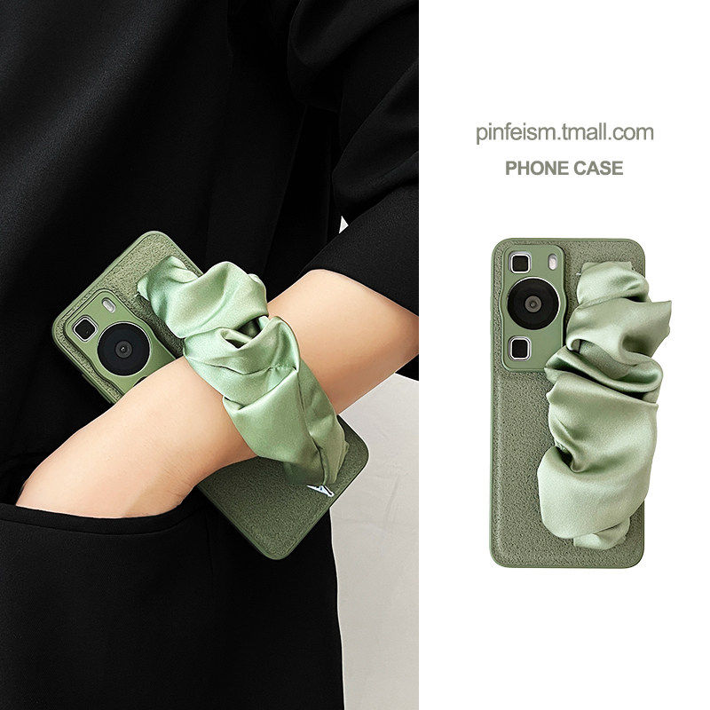 适用华为mate80pro手机壳m70pro秋天m60绿色丝巾腕带mate50pro保护套40epro女荣耀magic5新款斜挎m80全包防摔