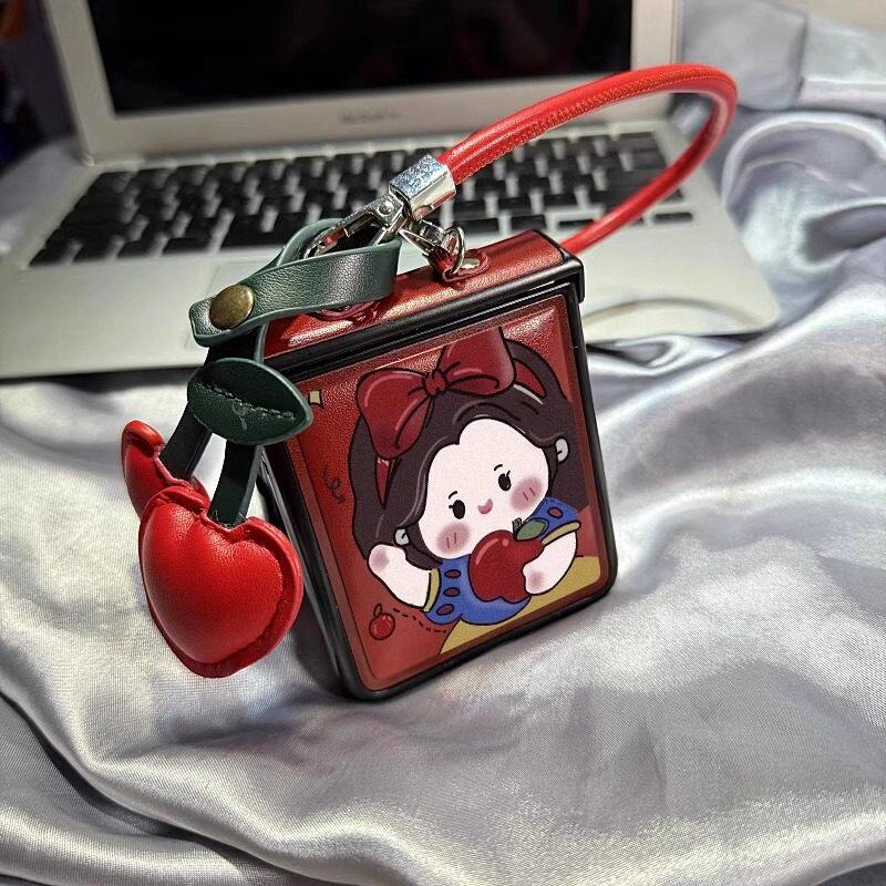 适用华为pocket 2手机壳折叠屏新款oppo全包三星防摔vivo卷发苹果公主皮质保护套新年喜庆可爱卡通创意外壳