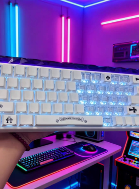 克罗心2.0键帽侧刻透光高颜值白色透明适配迈从狼蛛前行者等键盘