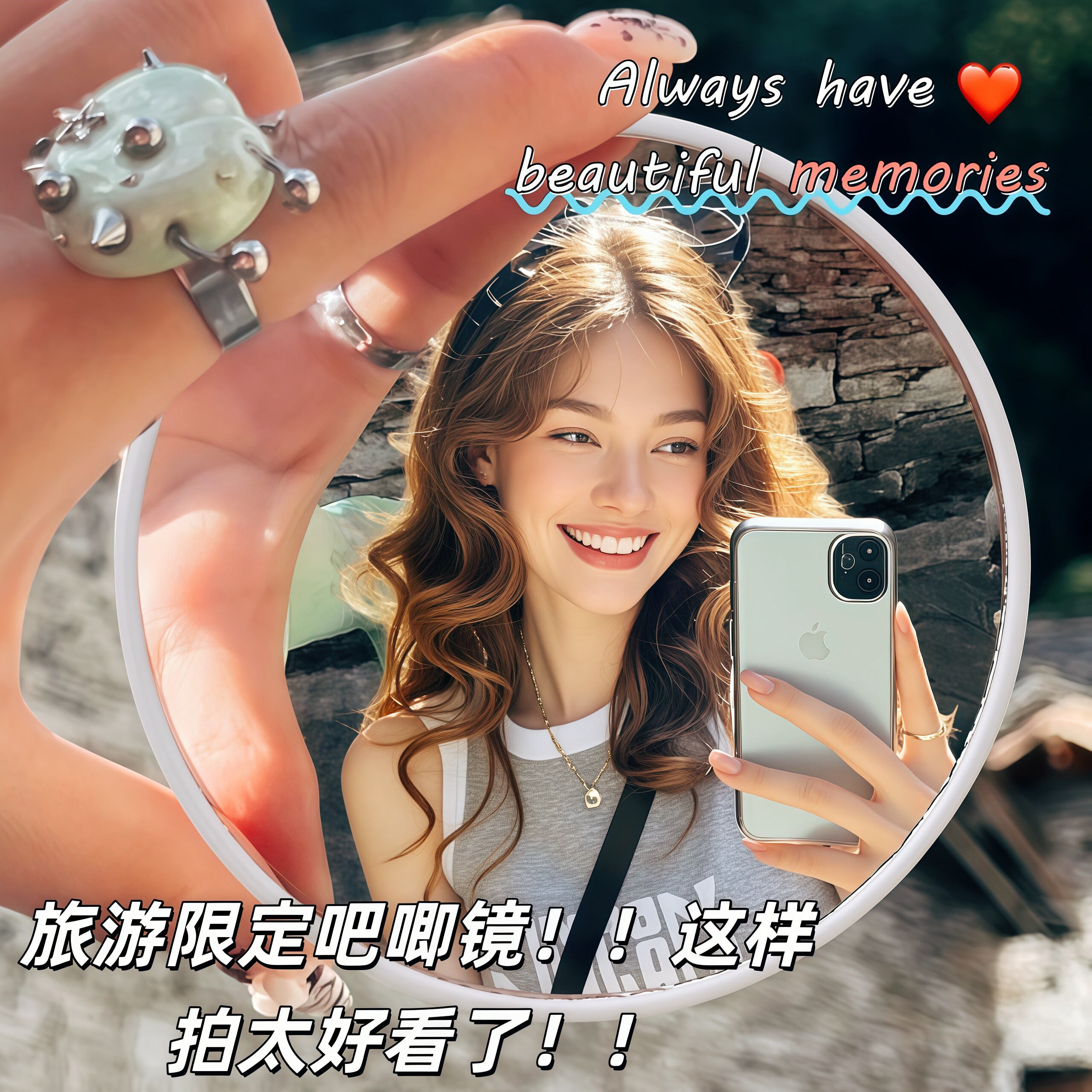 拍照广角小圆镜旅行出片神器拍照打卡凸面镜演唱会广角拍摄化妆镜