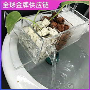 荷花缸圆形陶瓷鱼缸过滤器三合一鱼盆圆缸上置过滤盒滴流槽大小型