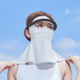 黑胶帽檐骑行开车防晒口罩面罩女全脸基尼女防紫外线遮阳护颈冰丝