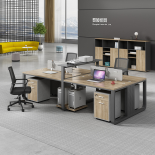 直供加粗钢架电脑办公桌椅组合简约卡座职员工位4四人6桌子家具办