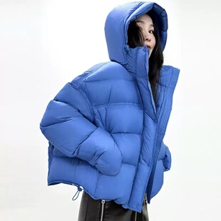 2025新波登凳羽绒服冬季短款连帽宽松面包服加厚白鸭绒保暖外套