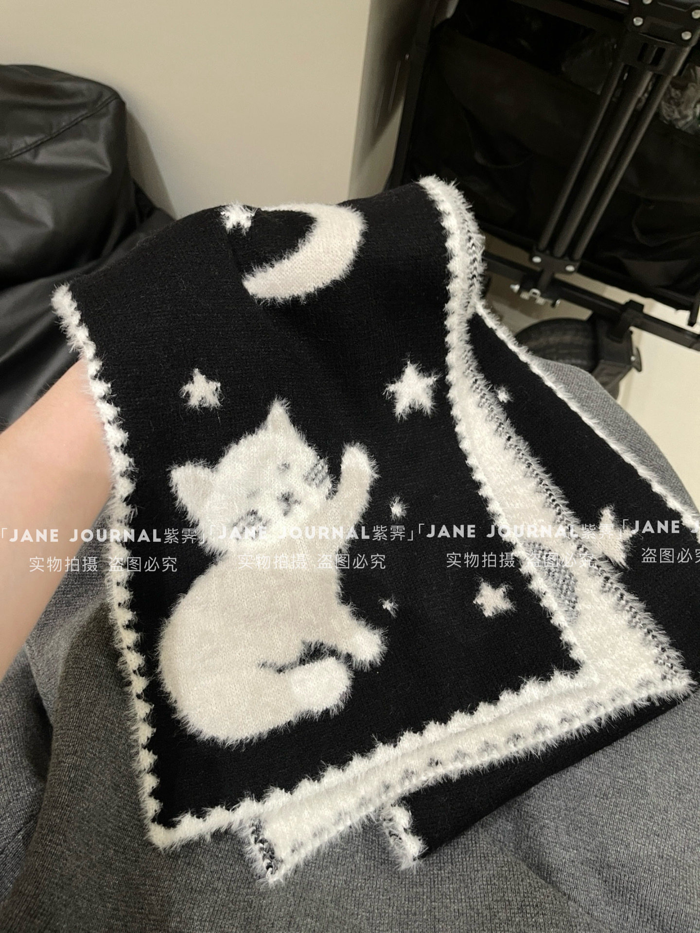 Jane·韩代星月猫咪可爱双面围巾软糯加厚保暖秋冬氛围感显白送礼