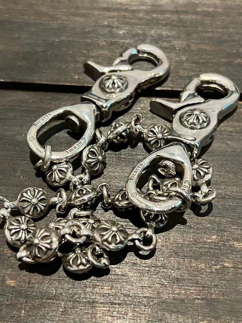 CRUSADER FLOWER LOBSTER BUCKLE TROUSER CHAIN  PUNK PREMIUM CLASSIC HIP HOP ROCK BAG HANGING CHAIN AGED THAI SILVER