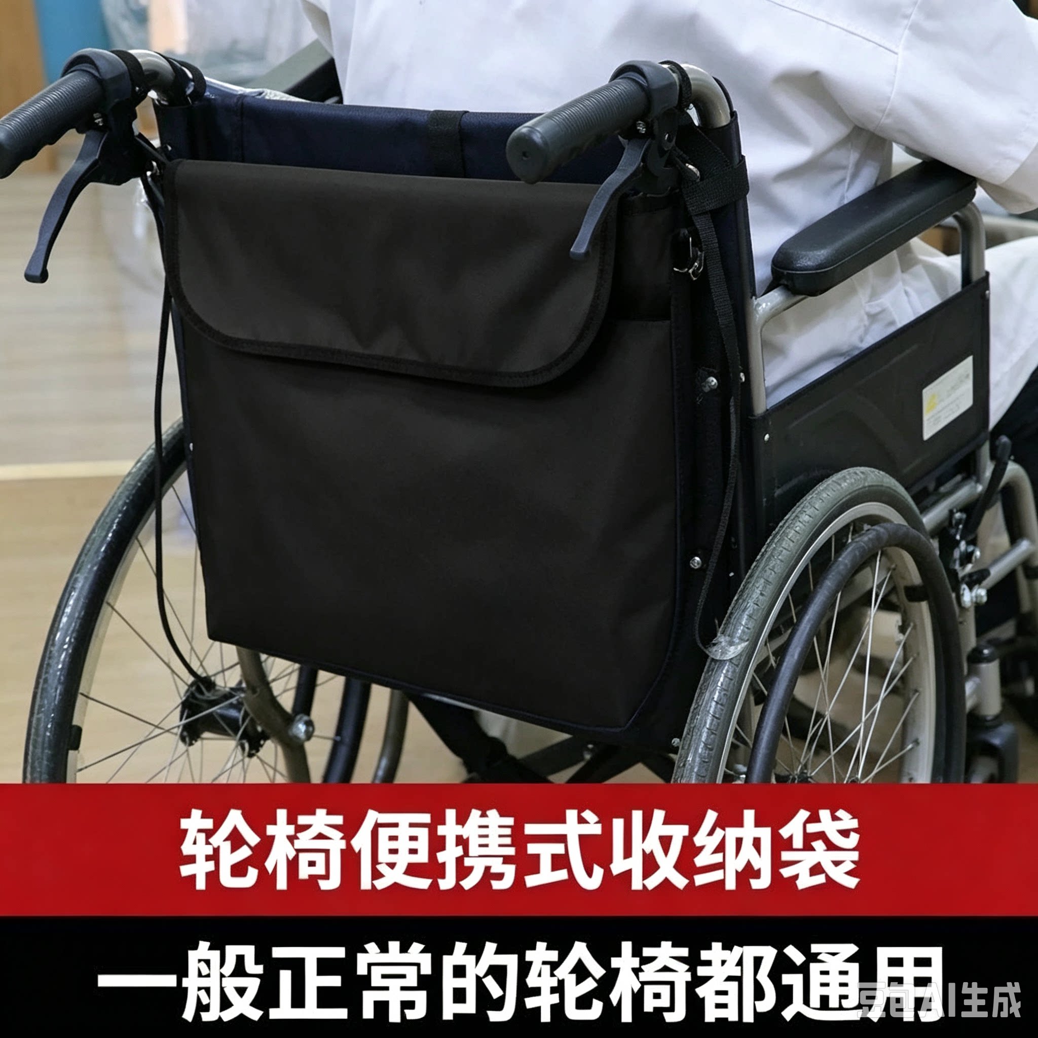 轮椅背后收纳袋通用后背挂包外出悬挂置物耐磨加厚手推车扶手布兜