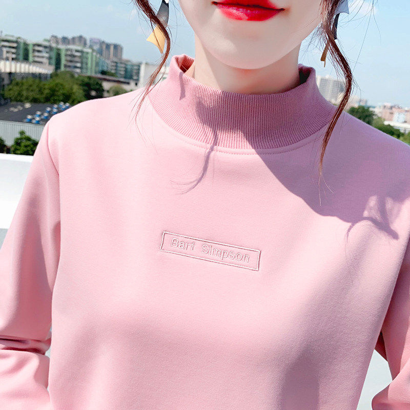 2024年秋冬新款半高领加绒卫衣女套头无帽宽松长袖厚上衣内搭绒衫,个性定制/设计服务/DIY,棉服工装,淘宝优惠券,粉丝福利购,淘宝优惠卷