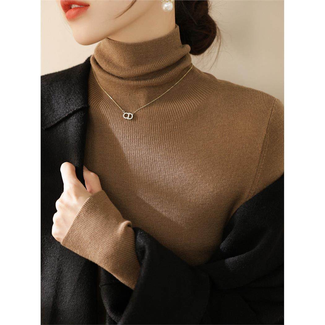 羊毛修身长袖堆堆高领内搭针织打底衫女装秋冬2025新款慵懒风上衣,个性定制/设计服务/DIY,棉服工装,淘宝优惠券,粉丝福利购,淘宝优惠卷