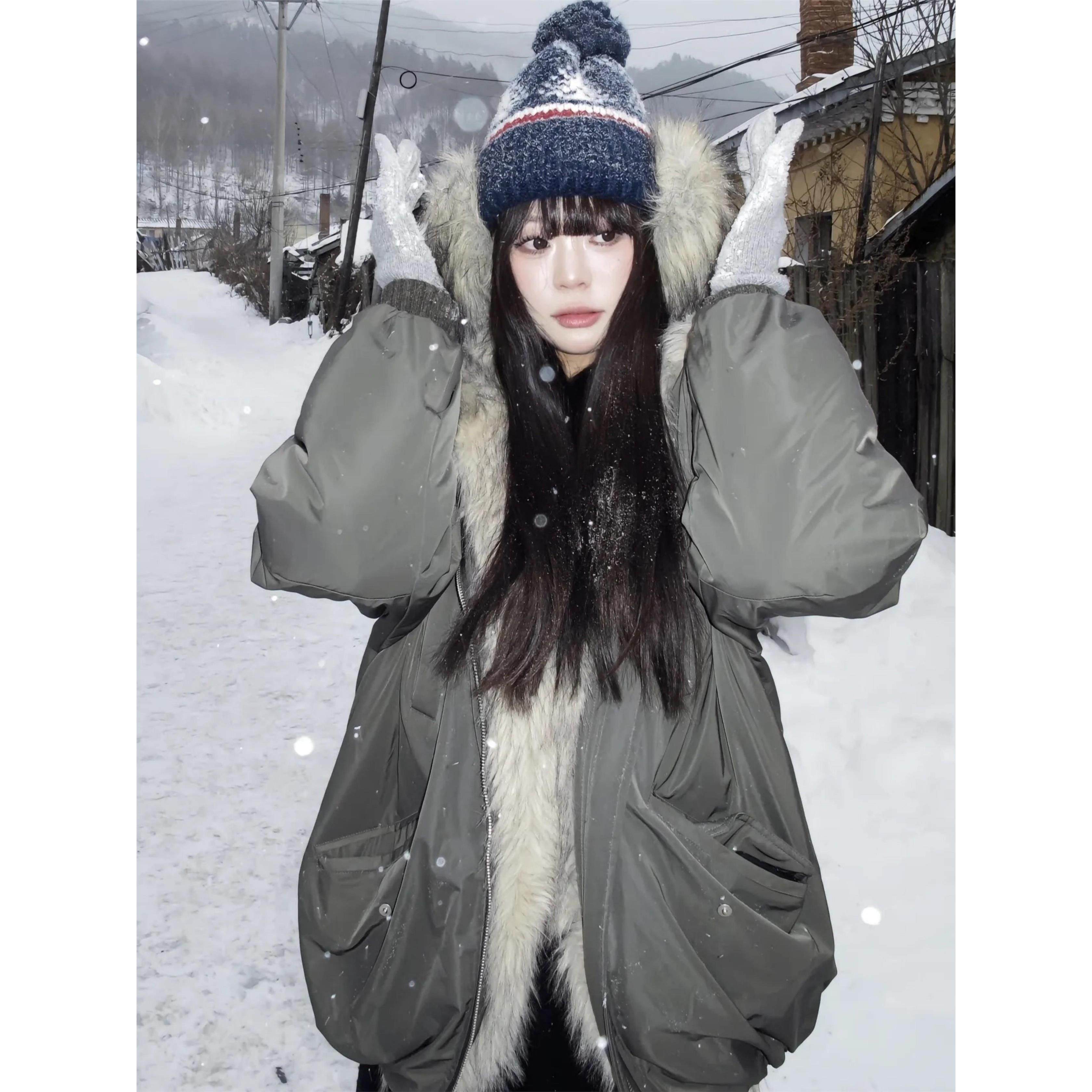 冬季座山雕棉衣棉服女款2025新款花苞派克服加绒加厚韩系棉袄外套