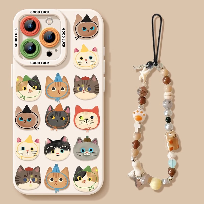 适用于16pro满屏猫咪带手绳