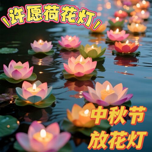 中秋节许愿荷花灯电子河灯