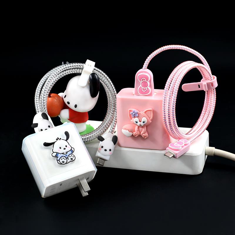 适用A5Pro a3pro A1手机数据线保护套卡通OPPO100W充电器线缠绕绳