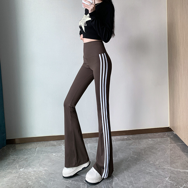 艾格弹力修身微喇打底瑜伽裤女2025秋季新款高腰紧身收腹鲨鱼裤子