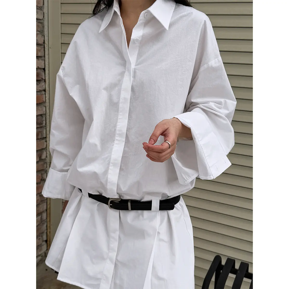 鹿西衬衫连衣裙女春季感领显瘦