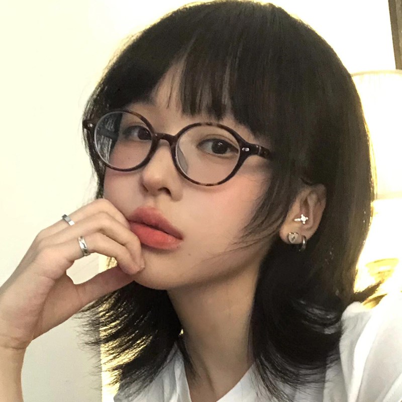 韩版TR90复古书呆子眼镜框女椭圆文艺玳瑁色小框可配高度数近视架