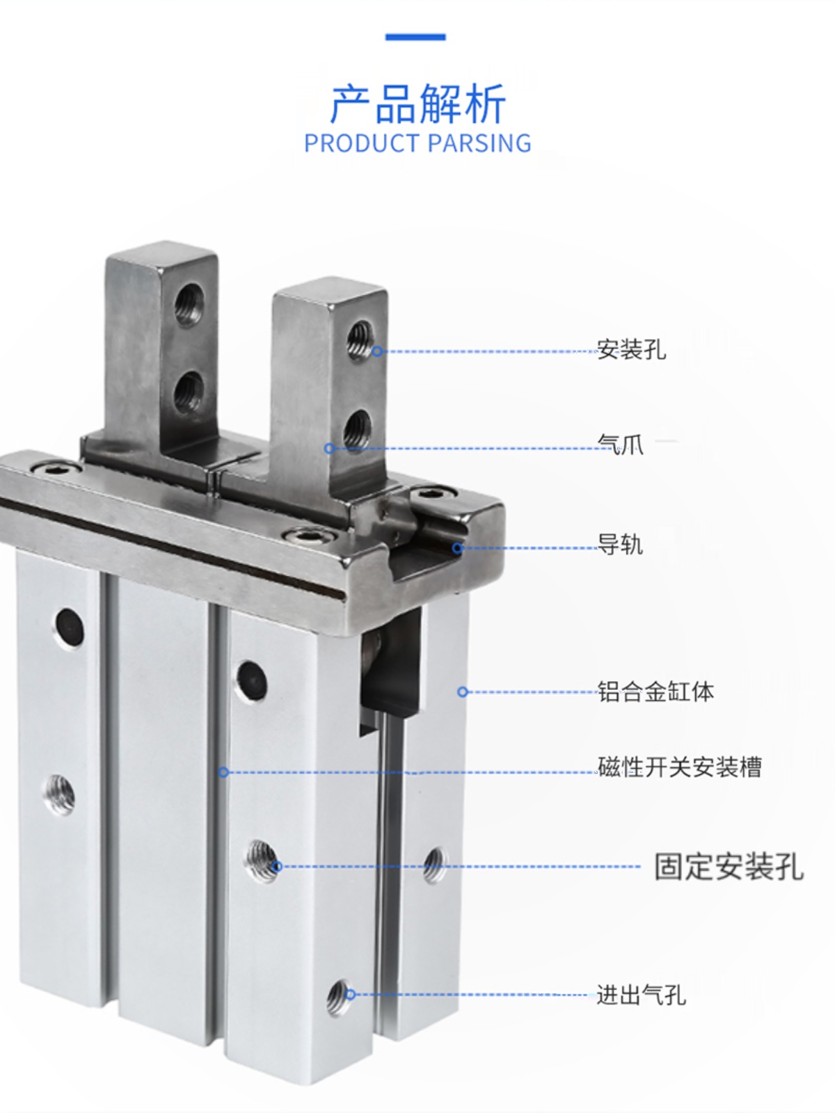 新品气立可型滑轨机械夹手指HRZ HDZL HDZ 6 10 16 20 25 32 40